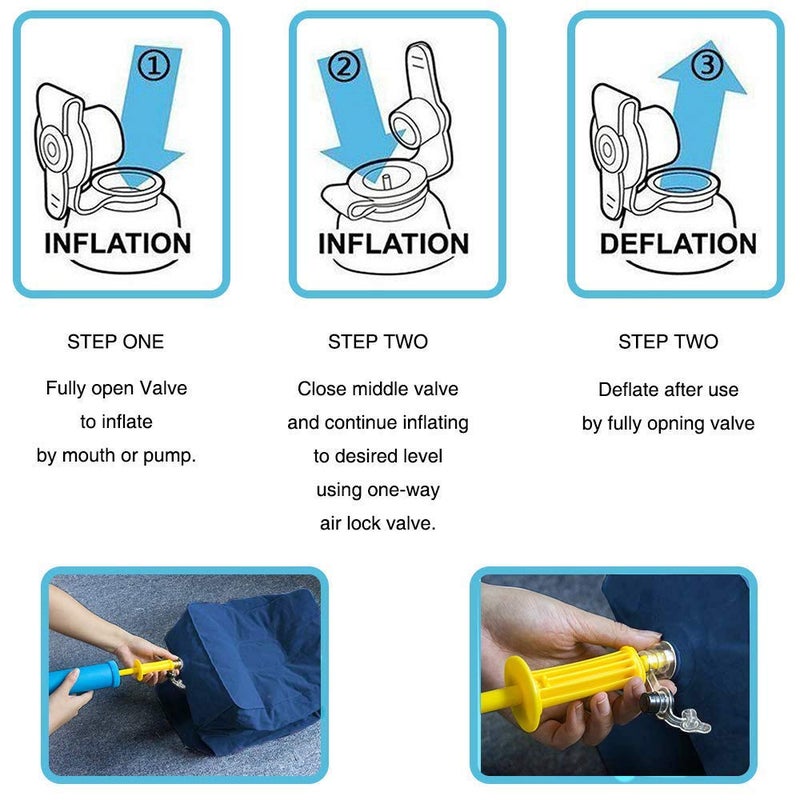 ZIQIAN Inflatable Travel Foot Rest Pillow Portable Adjustable Three Layers Height Foot Stool for Airplanes, Cars, Home, Trains, Office to Lay Down or Sleep on Long Flights with Pumpï¼ˆBlue 1PACKï¼‰ - Image 5